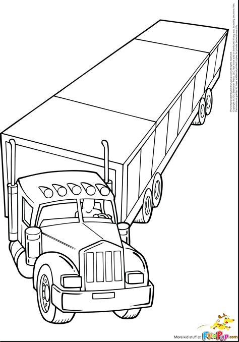 Semi truck coloring page for 1st grade