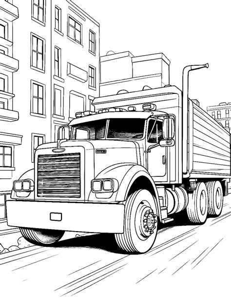 Semi truck coloring page with additional details