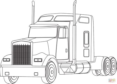 Semi-Truck Coloring Page