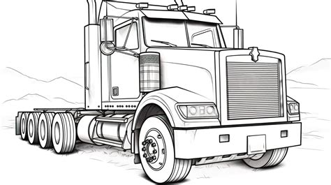 Semi-truck in city coloring page