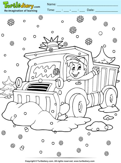 Semi-truck in snow coloring page