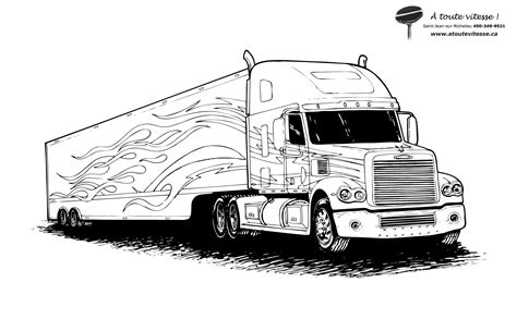 Semi-truck with cargo continental coloring page