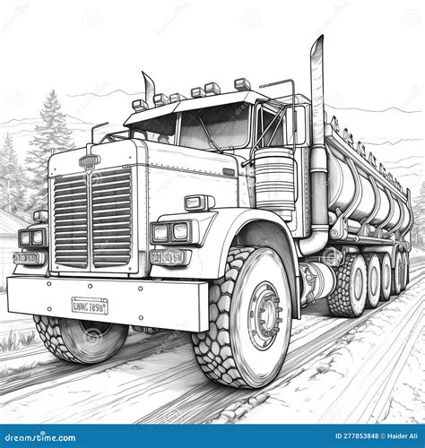 Semi-truck with hazmat coloring page