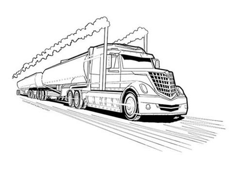 Semi-truck with trailer coloring page