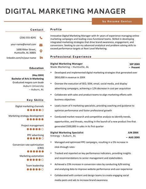 SEO Marketing Resume Template