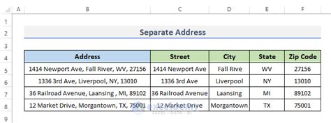 Separate Address in Excel using Formulas