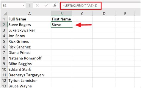 Separate Names Excel Formulas