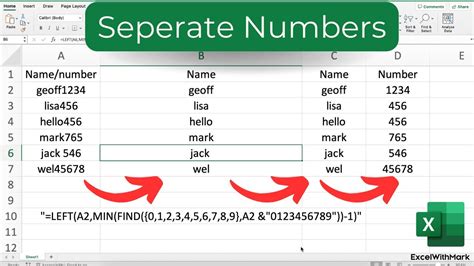 Separating Numbers and Text in Excel using Functions