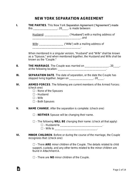 Separation Agreement Template