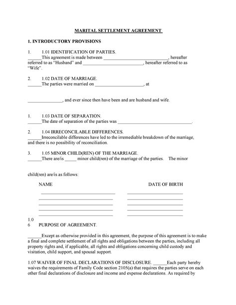 Marriage Separation Agreement Template Free