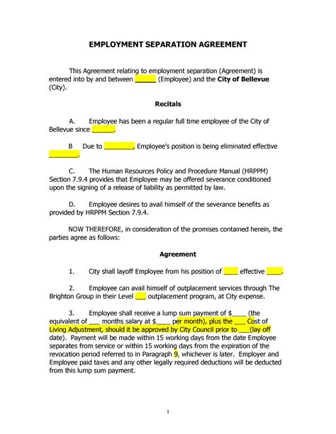 Marriage Separation Agreement Template Word