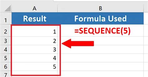 Sequence in Excel