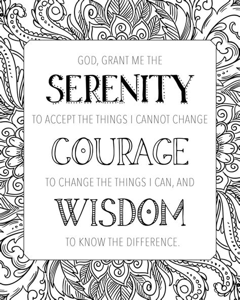 Serenity Prayer Coloring Page