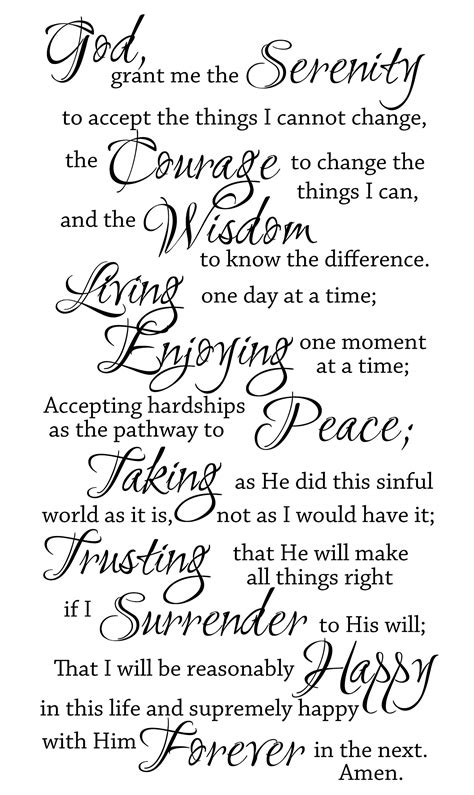 Serenity Prayer Full Version Printable