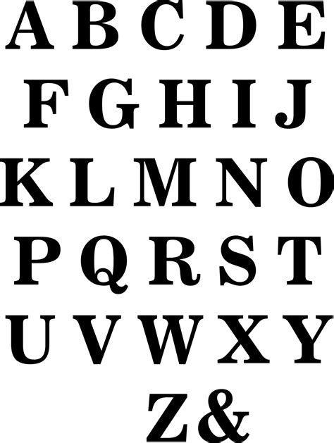 Serif alphabet fonts