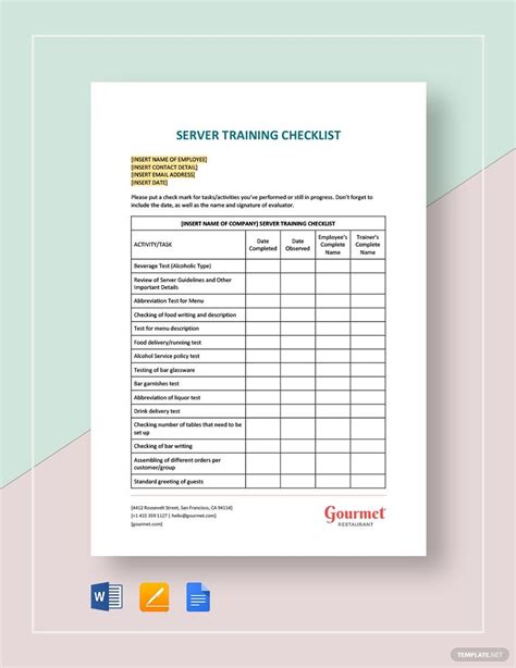 Server training program template example