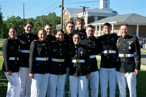 Cadets at a service academy participating in a physical fitness exercise