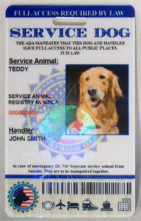 Service Animal ID Card Format