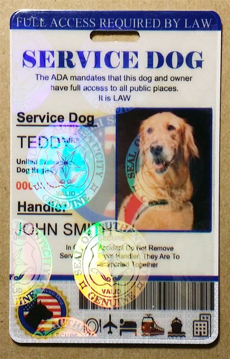 Service Animal ID Card Template