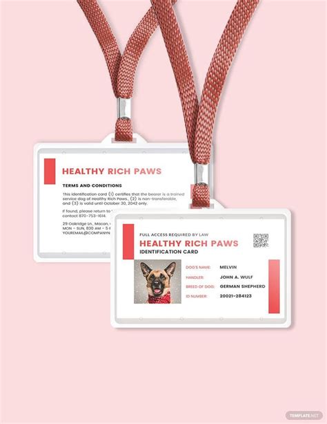 Service Animal ID Card Template InDesign