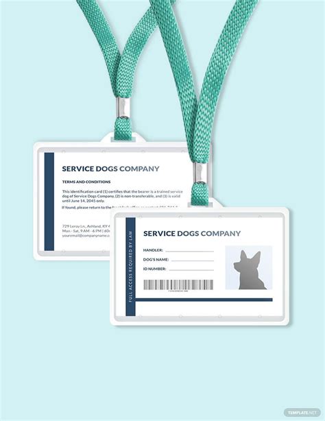 Service Animal ID Card Template Photoshop