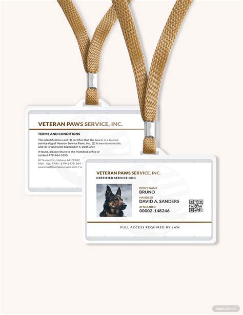 Service Animal ID Card Template PSD