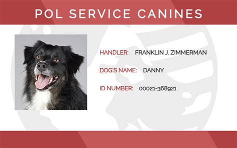 Service Animal ID Card Template Sample