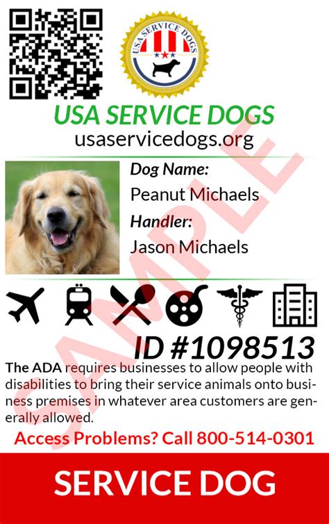 Service Animal Registration Card Example