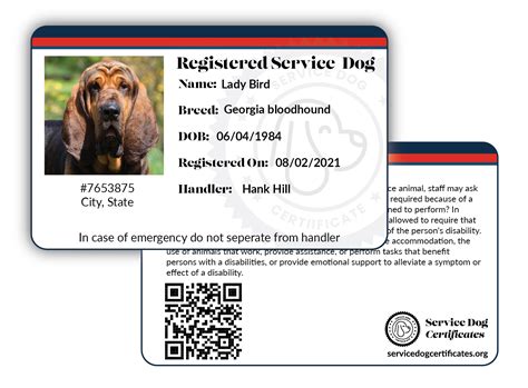 Service Animal Registration Card with Certification