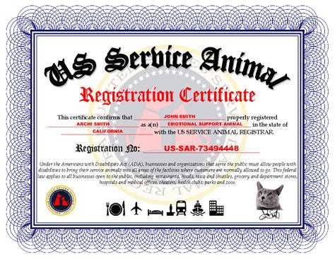 Service Animal Registration Template