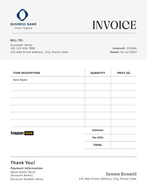 Service-Based Invoice Template for Mac