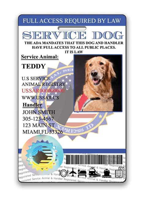 Service Dog ID Card Design