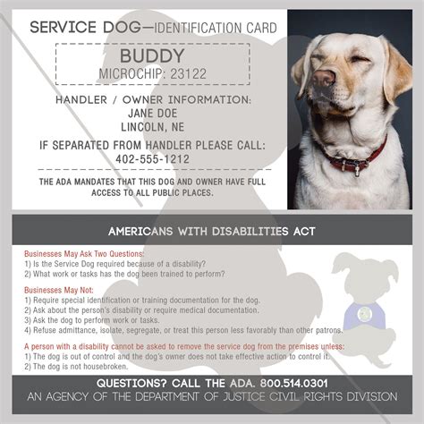 Service Dog ID Card Template PDF