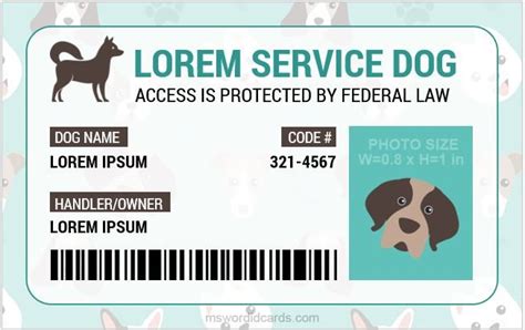 Service Dog ID Card Template Theme