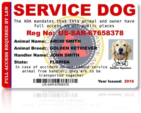 Service Dog Registry Template