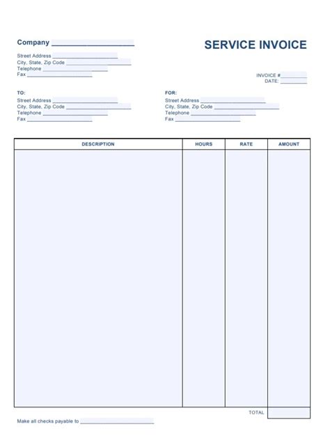 Service Invoice Template