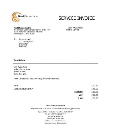 Service Invoice Template