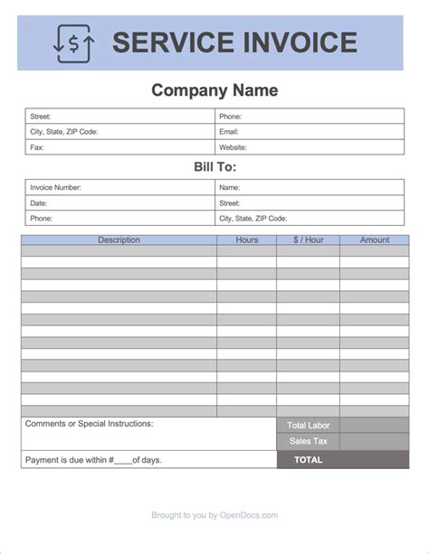 Service Receipt Template in Word