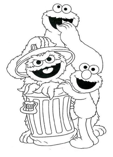 Sesame Street coloring pages featuring Elmo and friends