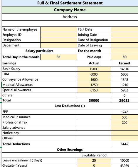 Settlement Statement Template Excel Image 3