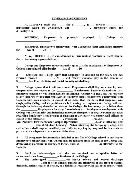 severance agreement form