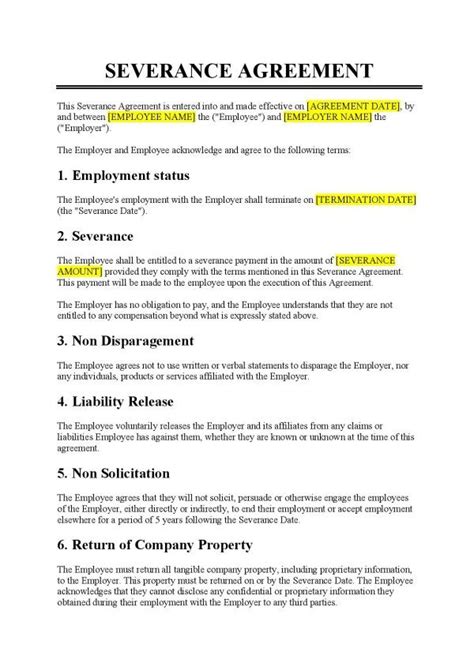 Severance Agreement Template