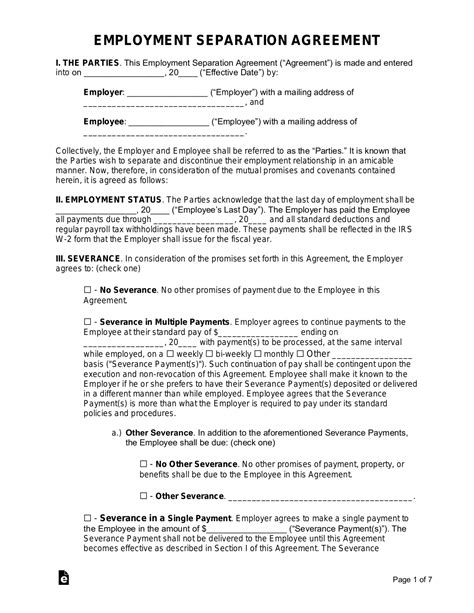 Severance Agreement Template