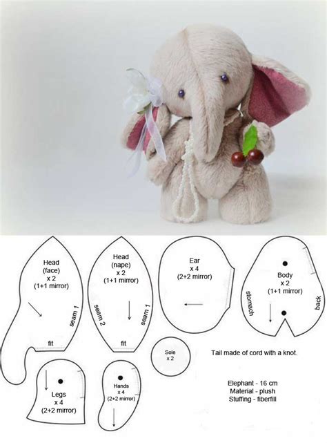 Sewing patterns elephant stuffed animal