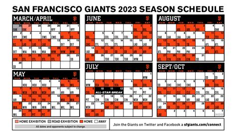 SF Giants Printable Schedule 2023 Format