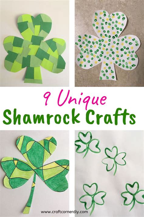 A variety of DIY shamrock crafts