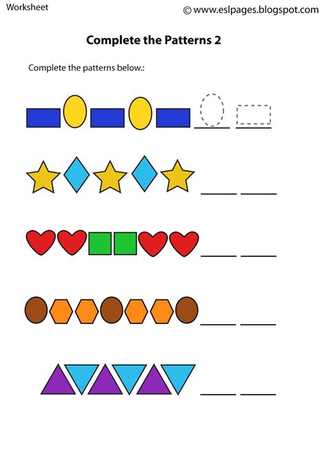 Shape pattern worksheets