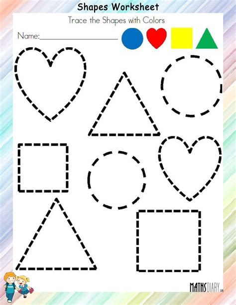 Shape tracing worksheet for kids