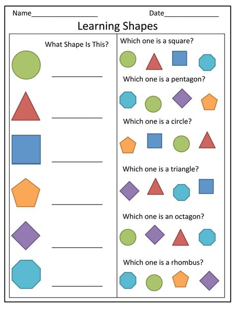 Shape Worksheets for Kids