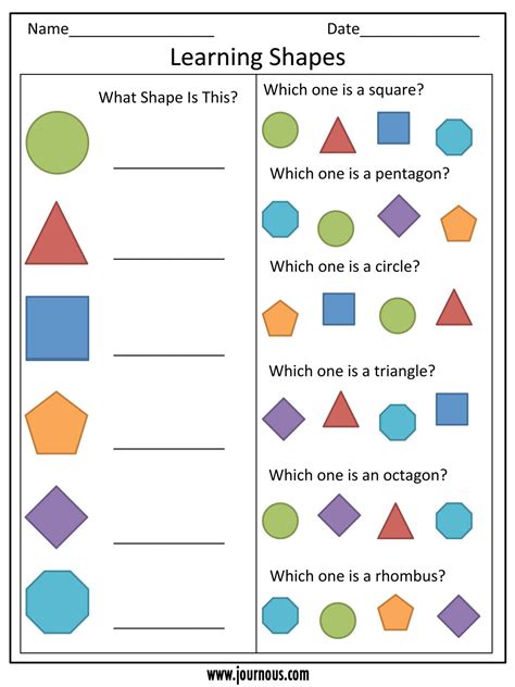 Shapes worksheets for kindergarten